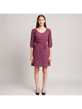 Sweet Storm Dress Chevron Salmon Black
